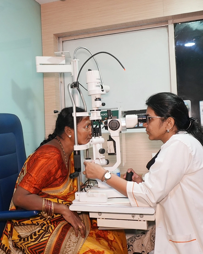 Eye specialist doctor examining a patient at MediVision Eye Care Centre