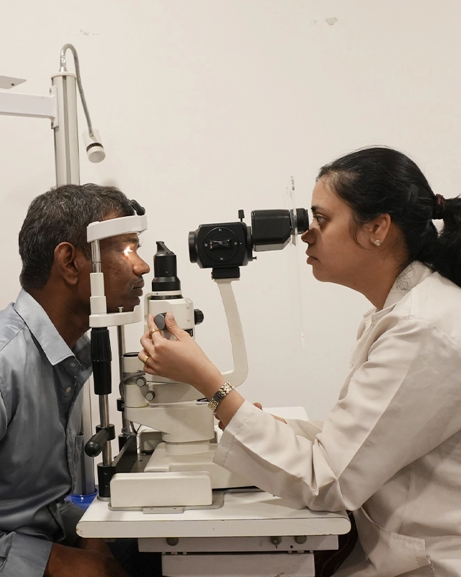 Oculoplastic eye specialist doctor examining a patient at MediVision Eye Care Centre
