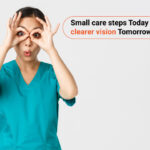 Eye doctor checking patient during post-surgery eye care after cataract or LASIK